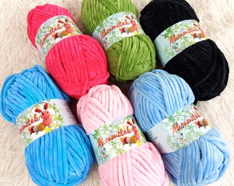 Fio de veludo volumoso e macio para crochê amigurumi, fio de chenille macio para tricô de cobertor de bebê