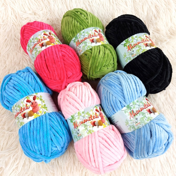 Plush Bulky Velvet Yarn for Crochet Amigurumi, Soft Chenille Yarn for Knitting Baby Blanket