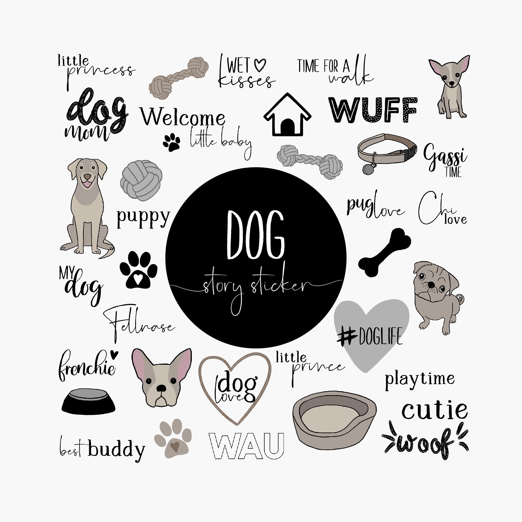 70+ INSTAGRAM STORY STICKER | Set Dog