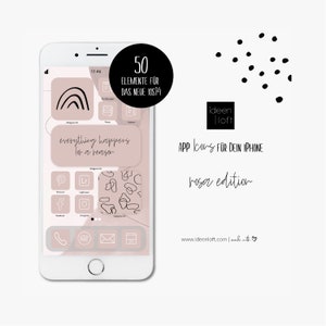 50 IOS14 APP ELEMENTS Widget App Icon Theme Pack App Covers for iPhone | SET pink