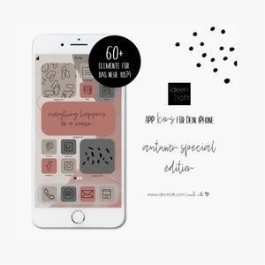 60+ IOS14 APP ELEMENTS Widget App Icon Theme Pack App Covers for iPhone | SET autumn special