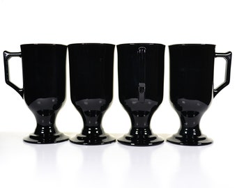 Set of 4 Black Amethyst Glasses c. 1990s Indiana Glass Co