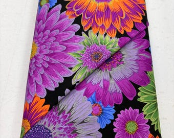 1/2 Yard Increments of PWPJ139 Gerbera Daisies Dark by Kaffe Fassett for FreeSpirit