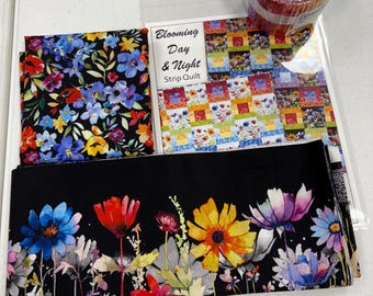 Dark Blooming Day & Night Strip Quilt Kit by Jason Yenter for In The Beginning