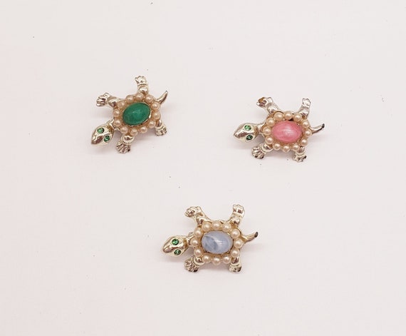 Adorable Vintage Set of Three Tiny Rhinestone Fau… - image 2