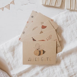 Kartenset zur Geburt & Geburtstag Baby/Kind A6 | Gratulationskarte Kindergeburtstag Kindergeburtstagskarte Babykarte Kinderkarte Kraftpapier