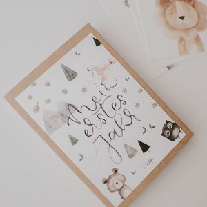 Meilensteinkarten Baby: Mein erstes Jahr mit Tiermotiven // Geschenk zur Geburt // Geschenk Babyparty // Babygeschenk