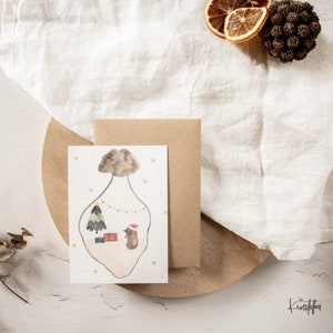 Weihnachtskarte Maulwurf, Postkarte Weihnachten, Geschenkkarte Weihnachten Kinder, Weihnachtskarte Kinder im Format A6