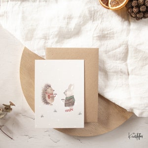 Weihnachtskarte "Hase und Igel" A6 | Postkarte Weihnachten Geschenkkarte für Kinder zu Weihnachten Karte Weihnachten Geschenkidee Kinder