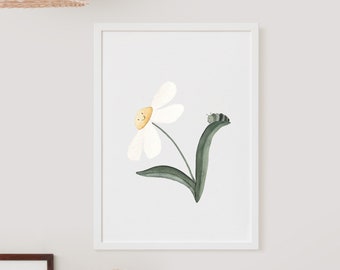 Affiche pour chambre d'enfant fleur avec chenille A4, affiche pour enfants, cadeau d'anniversaire enfants, cadeau de Pâques enfants, image d'enfant, affiche de printemps