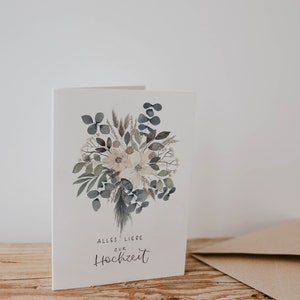 Glückwunschkarte zur Hochzeit, Klappkarte Hochzeit, Karte Hochzeit, Hochzeitskarte, Geschenkkarte Hochzeit, Blumenstrauß Karte