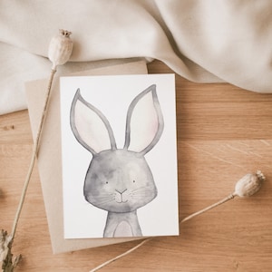 Karte Hase A6, Kindergeburtstagskarte, Karte zur Geburt, Geburtstagskarte Kind, Babykarte, Geschenkkarte Kind, Geschenkidee Baby, Osterkarte
