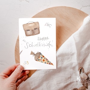 Karte zur Einschulung "Hurra Schulkind" A6 | Karte Schulanfang Karte Einschulung Geschenk Einschulung Geschenk Schulkind Schultütenfüllung