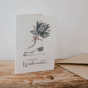 Weihnachtskarte Schlittschuh A6 | Karte handgemalt schlichte Weihnachtskarte Karte Weihnachten Postkarte Weihnachten Geschenkkarte