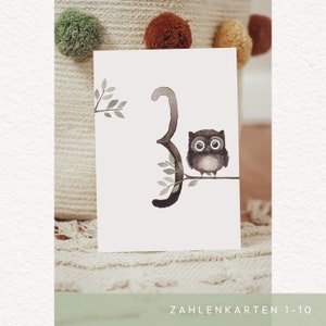 Zahlenkarte dritter Geburtstag Eule A6 | Karte Kindergeburtstag Karte Geburtstag Kind Kindergeburtstagskarte Karte 3. Geburtstag