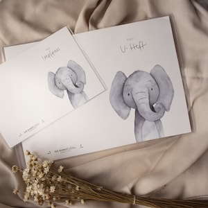 U-Heft Hülle & Impfpasshülle mit Elefant | Geschenk zur Geburt Schutzhülle Untersuchungsheft Kind Schutzhülle Impfpass