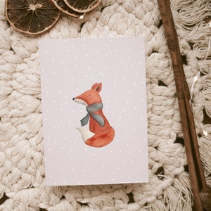 Weihnachtskarte Fuchs, Winterkarte, Geschenkidee Kinder Weihnachten, Postkarte Weihnachten Kind, Geschenkkarte Weihnachten im Format A6