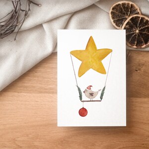 Weihnachtskarte "Vogel mit Stern" A6 | Geschenkkarte zu Weihnachten Postkarte Weihnachten Geschenkidee Kind Geschenkverpackung Weihnachten