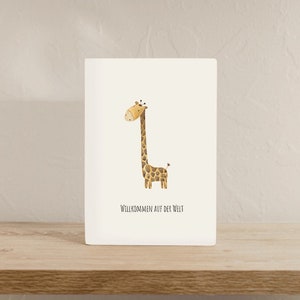 Karte zur Geburt Giraffe A6 | Karte Baby Karte Schwangerschaft "Willkommen auf der Welt" Geschenkkarte zur Geburt Glückwunschkarte Baby