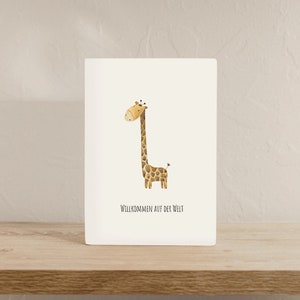 Karte zur Geburt Giraffe A6 Karte Baby Karte Schwangerschaft Willkommen auf der Welt Geschenkkarte zur Geburt Glückwunschkarte Baby Bild 1