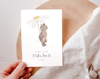 Karte Patentante "Möchtest du meine Patentante werden?" |  Patenfrage Karte Paten Babykarte Karte Taufe Schwangerschaftskarte