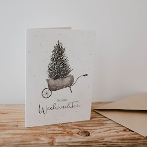 Weihnachtskarte Tannenbaum in Schubkarre, Karte Weihnachten, Geschenkkarte Weihnachten, Postkarte Weihnachten, schlichte Weihnachtskarte