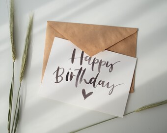 Karte Happy Birthday | Geburtstagskarte Gratulationskarte Glückwunschkarte schlichte Geburtstagskarte Mann Frau Karte Freundin Geschenkkarte