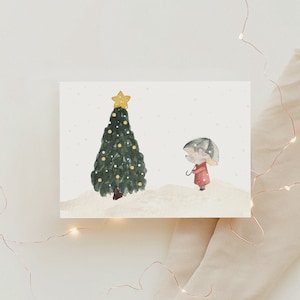 Weihnachtskarte Maus mit Weihnachtsbaum A6| Geschenkkarte Weihnachten Kind Geschenkverpackung Weihnachten Postkarte Weihnachten Karte Kind