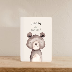 Karte zur Geburt Bär, Kartenset aus 5 Karten, Babykarte, Karte Schwangerschaft, Glückwunschkarte zur Geburt Baby, Naturpapier im Format A6