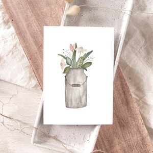 Karte Milchkanne mit Blumen A6 | Geburtstagskarte Kindergeburtstagskarte Geschenkkarte Kind Babykarte Bär Frühlingskarte Osterkarte
