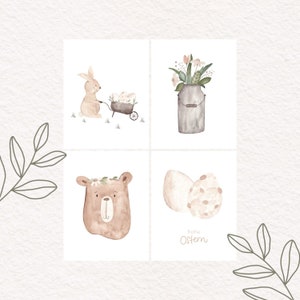 Kartenset zu Ostern A6 | Karte Bär Blumen Kindergeburtstagskarte Geschenkkarte Kind Frühlingskarte Osterkarte Geschenkidee für Kinder