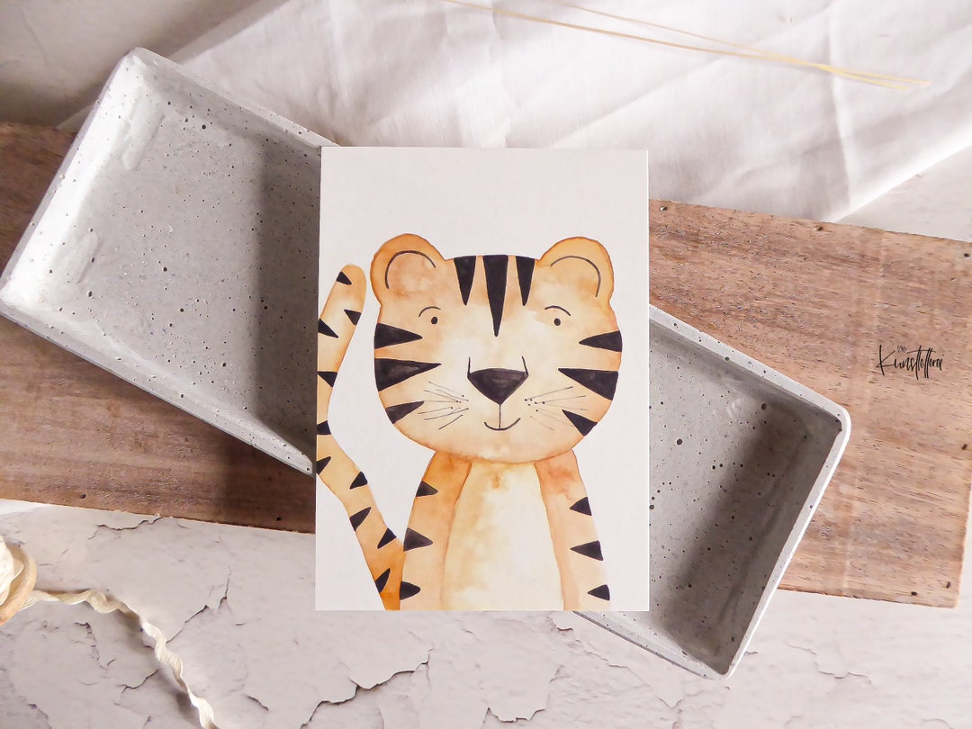 Karte zur Geburt Geburtstagskarte mit Tiger im Format A6 Etsy.de