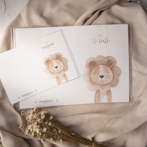U-Heft Hülle & Impfpasshülle mit Löwe | Geschenk zur Geburt Schutzhülle Untersuchungsheft Kind Schutzhülle Impfpass