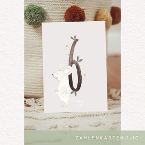 Karte sechster Geburtstag A6,  Karte Kind, Karte Kindergeburtstag, Geschenkkarte Kind, Kindergeburtstagskarte, Zahlenkarte, Geburtstagskarte