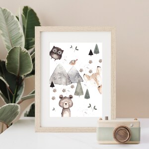 Kinderzimmerposter Waldtiere A5, Geschenkidee Kind, Ostergeschenk Kind, Geschenk Ostern Kind, Geschenk Baby, Geschenk Geburt