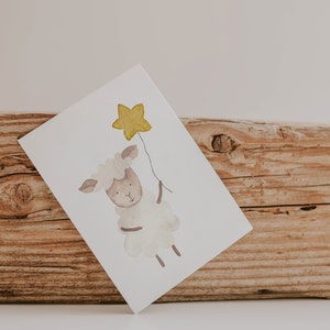 Weihnachtskarte Schaf mit Stern A6| Geschenkkarte Weihnachten Kind Geschenkverpackung Weihnachten Postkarte Weihnachten Karte Kind
