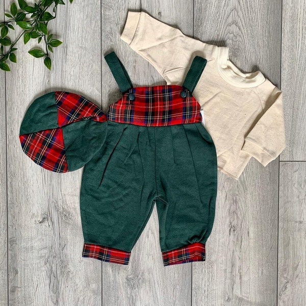 Tartan Baby Romper Set, Quirky Baby Clothing Tartan Baby Clothes, Vintage Baby Clothes, Unisex Preppy Baby Romper