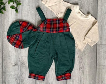 Tartan Baby Romper Set, Quirky Baby Clothing Tartan Baby Clothes, Vintage Baby Clothes, Unisex Preppy Baby Romper