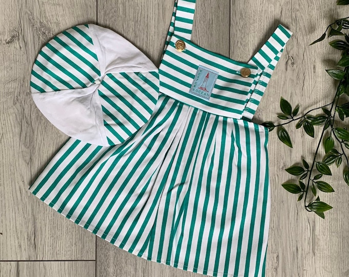 Petit Bebe Knits Baby Girls Blue Striped Skirted Bubble - Smocked Sailboats main image 1