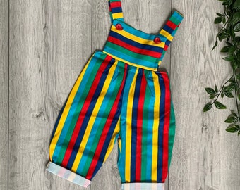 Primary Coloured Baby Romper, Vintage Baby Romper Striped Onesie, Lightweight Baby Overalls, Unisex, Girls clothes, Boys clothes, Vintage