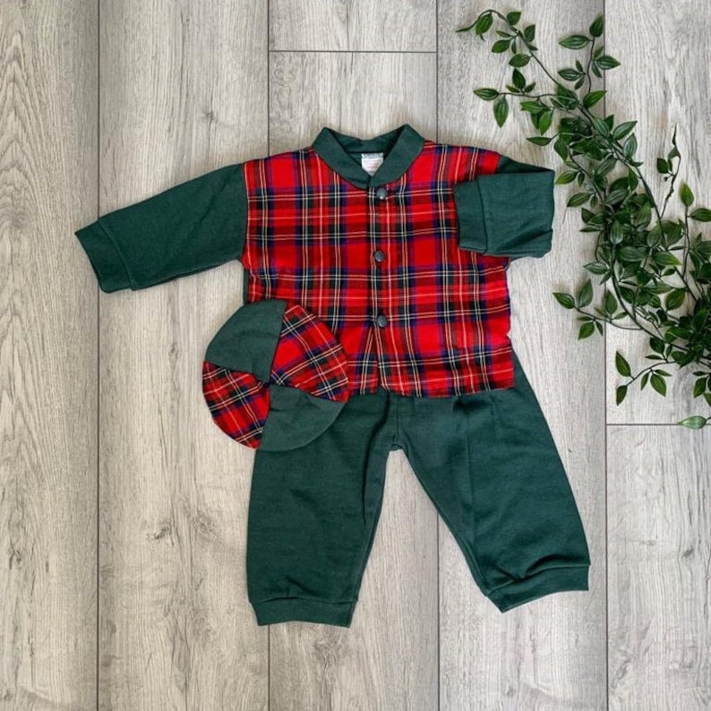 Scottish Tartan Baby Set Vintage Baby Clothes Baby Sweater Etsy