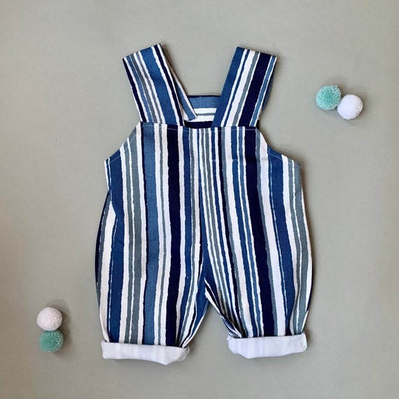 Blue striped baby romper, nautical baby clothes, … - image 5