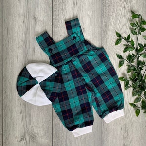 Pagliaccetto per bambini in tartan scozzese, pagliaccetto in tartan blu, verde, rosso e nero, vestiti per bambini in tartan, regalo per bambini in tartan, regalo per neonati