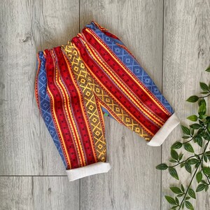 Retro Denim Baby Trousers, Boho Vintage Baby Clothes, Quirky Aztec Print Baby Clothes, Unisex Baby Clothes, Baby Jeans