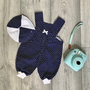 Polka Dot Baby Romper, Classic Baby Clothes, Polka Dot Baby Clothes, Baby Girl clothes, Baby Dungarees