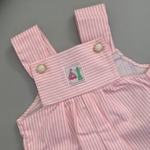 Striped romper dungaree, nautical vintage pink striped baby button up romper, baby girl clothes, 0 to 6 months