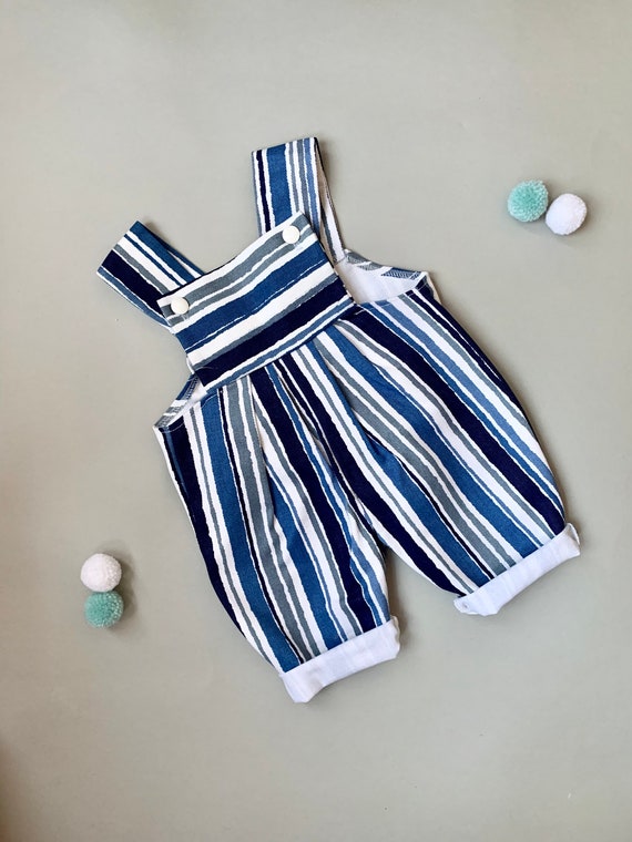 Blue striped baby romper, nautical baby clothes, … - image 4