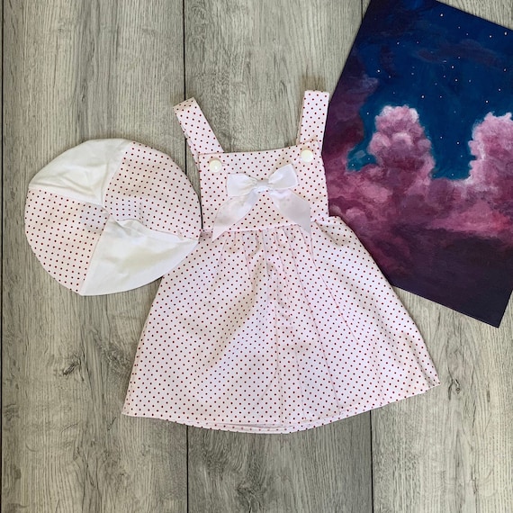 Vintage Polka Dot Baby Dress Baby Girl Outfit With Hat Baby Etsy