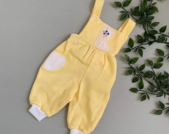 Baby Romper in Pastel Colours, Soft, Cosy and Comfy Vintage, Warm Jersey Style Fabric With Unique Animal Badge, Baby Loungewear