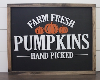 Wood Sign | Farm Fresh Pumpkins Hand Picked | Rustic | Fall | Autumn | Home Decor | Thanksgiving | Pumpkin | Farmhouse Style